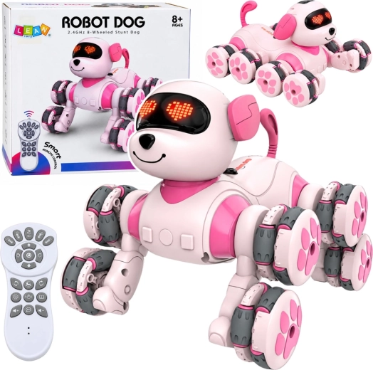 Rosa ferngesteuerter Roboterhund mit 8 Rädern