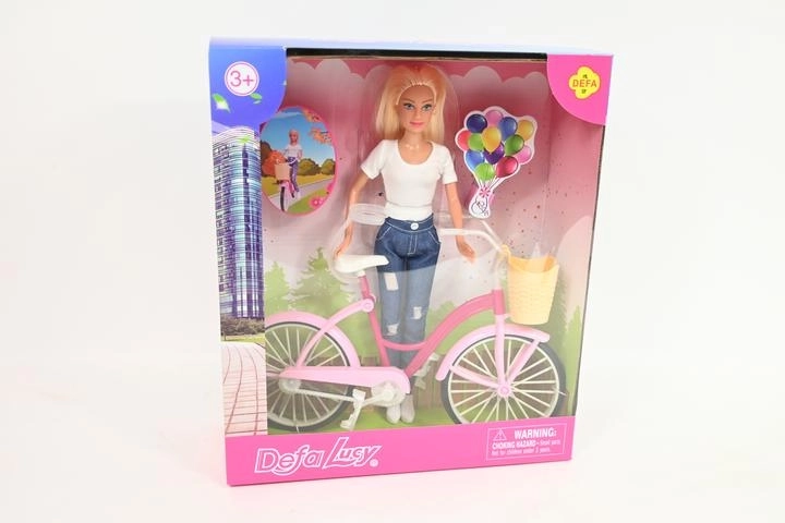 Puppe 29 cm mit Fahrrad und Korb