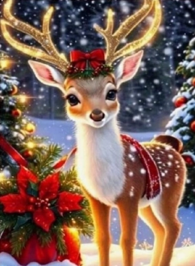Norimpex Malen nach Zahlen Weihnachtsrentier im Winter 40 × 50 cm