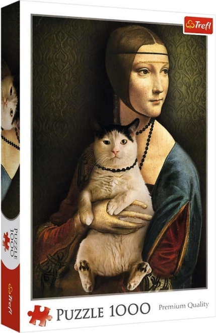 Puzzle 1000 Teile Dame mit Katze