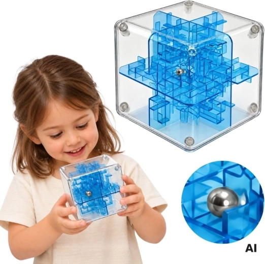 Woopie 3D-Logik-Labyrinth mit Kugel, blau