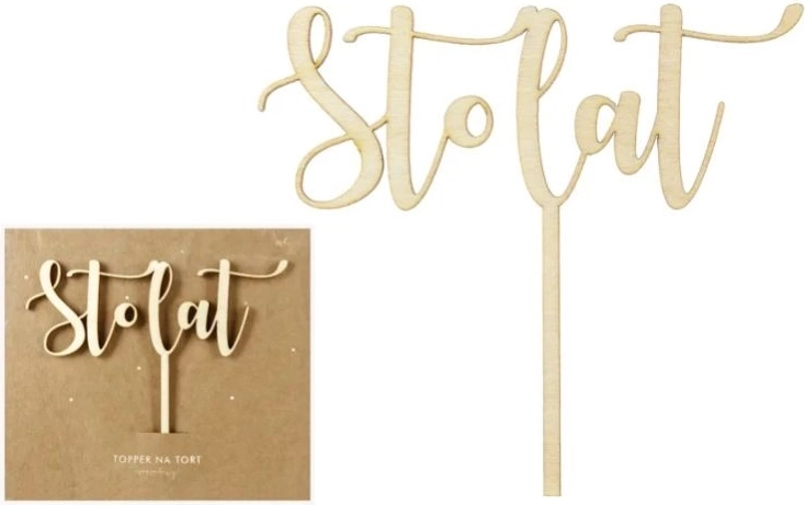 Holz-Cake-Topper „Sto lat“ 14 cm