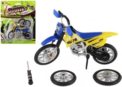 Finger-Motorrad mit Schraubendreher und austauschbaren Rädern, 12 cm, Metall/Kunststoff
