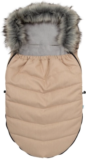 Baby-Fußsack mit Fell beige NEW BABY