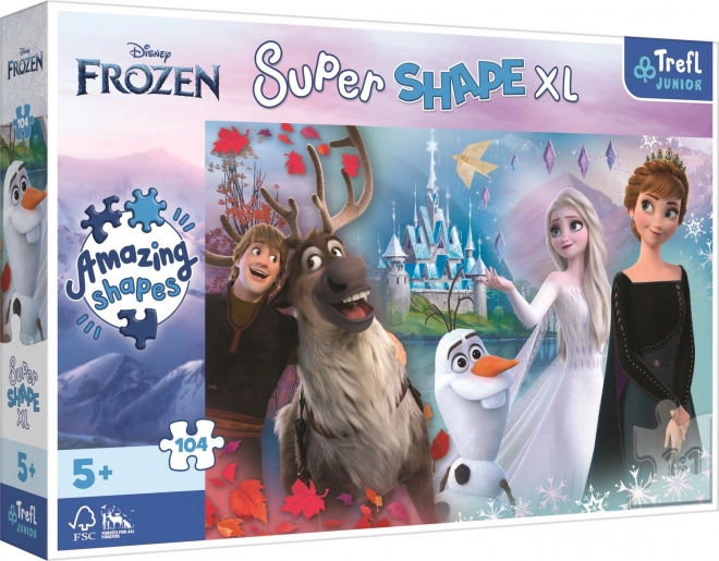 Puzzle 104 Teile XL Super Shape Die Eiskönigin – fröhliche Welt von Anna und Elsa