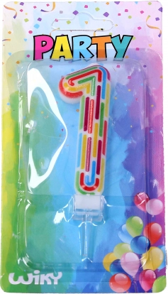 Partykerze Zahl 1 Streifen
