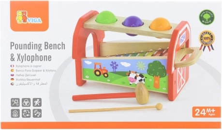 Holz-Klopfbank mit Xylophon für Kinder