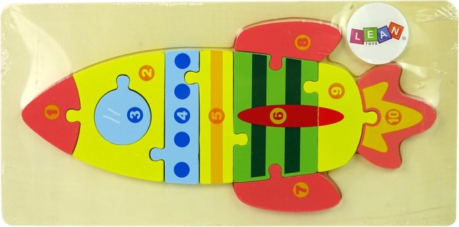 Holzpuzzle Rakete mit Zahlen