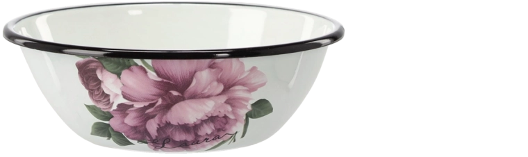 Emaille-Schüssel Laura mit weißer Pfingstrose 0,6 l, Durchmesser 16,5 cm