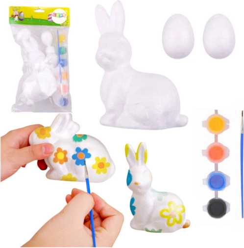 Malset für Polystyrol-Dekorationen Hase und 2 Eier