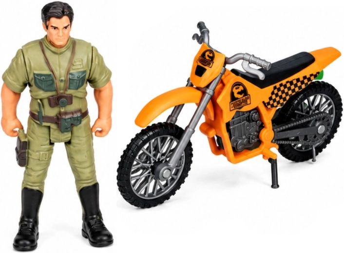 Forscher, Motorrad und reichhaltiges Zubehör