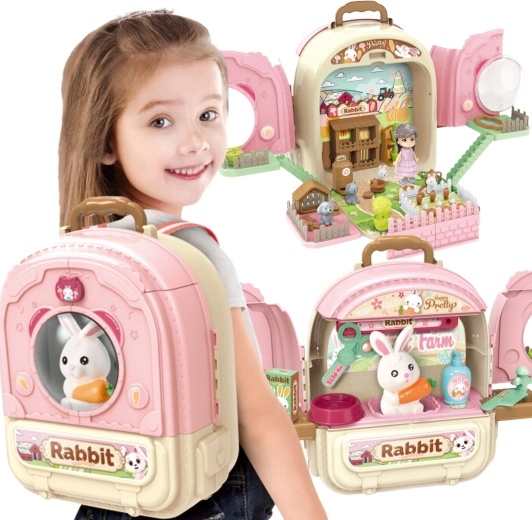 WOOPIE Häschen im Rucksack 3 in 1 – Bauernhof, Garten und Salon