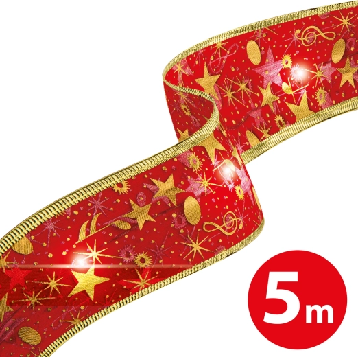 Weihnachtliches LED-Band rot, 5 m, mit 50 LEDs und USB-Stromversorgung