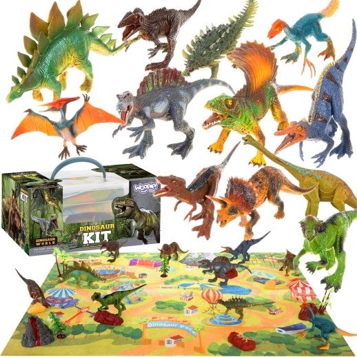 Großes Dinosaurier-Set XXL mit Spielmatte Prähistorische Welt WOOPIE