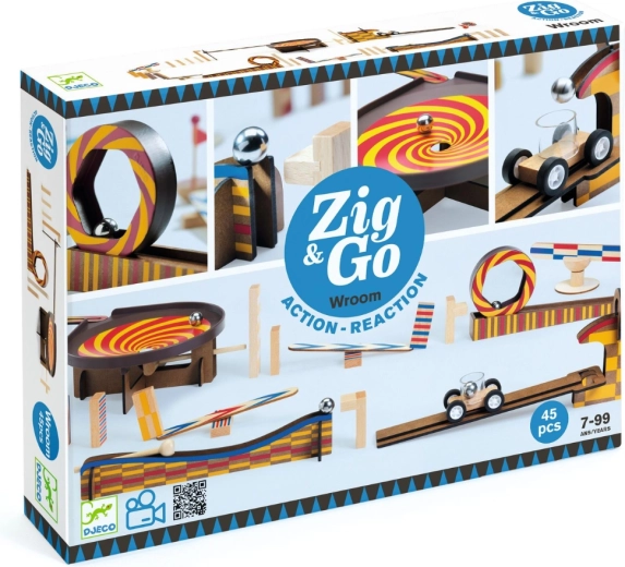 Djeco Holz-Kugelbahn Zig & Go, 45 Teile