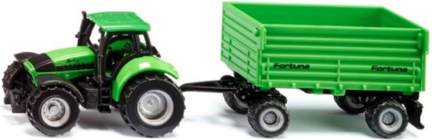 Siku Traktor Deutz-Fahr mit zweiachsigem Anhänger Fortuna
