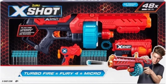 Set aus X-Shot Excel Turbo Fire + Fury 4 + Micro Blastern