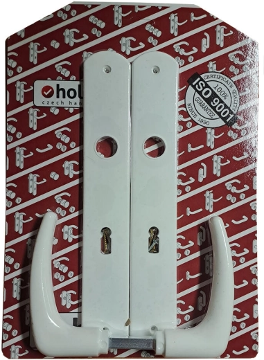 Türklinke Klassik mit XXL-Schild, weiß, für Buntbartschloss 90 mm