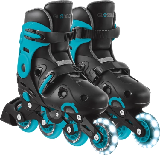 Globber Go Skates Lights Kinder-Inlineskates mit leuchtender Vorderrolle (LED) schwarz-blau 34–37
