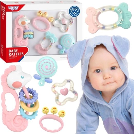 WOOPIE Baby sensorisches Rassel- und Beißring-Set – 5 Stück