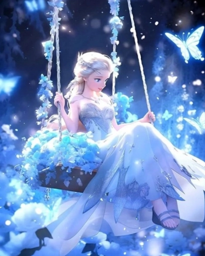 Diamantmalerei Elsa auf der Schaukel