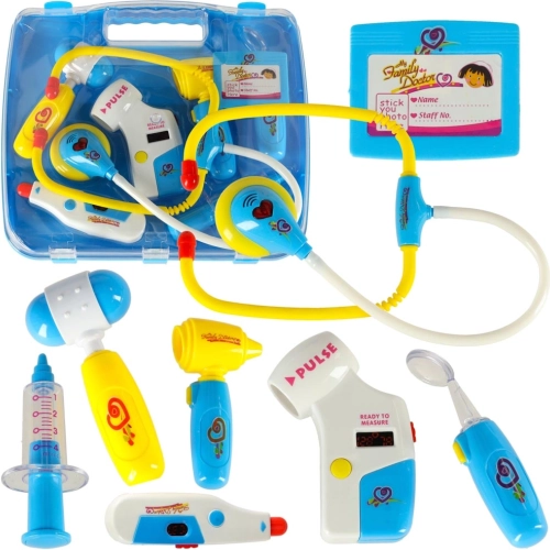 Ärztliches Set für Kinder im Koffer mit blauem Licht