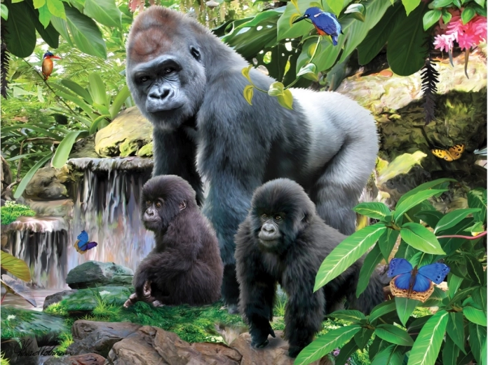 Wunderschöne Illustration von Gorillas im Dschungel