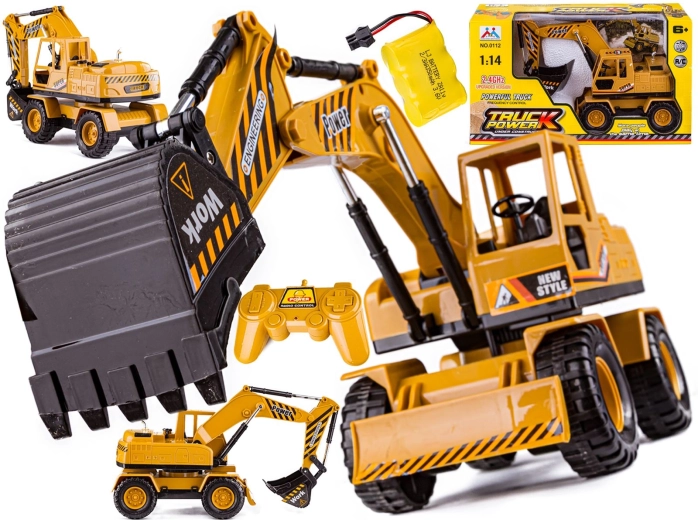 Ferngesteuerter Baustellen-Bagger mit Schild RC 1:14 2,4 GHz - 1 Stück