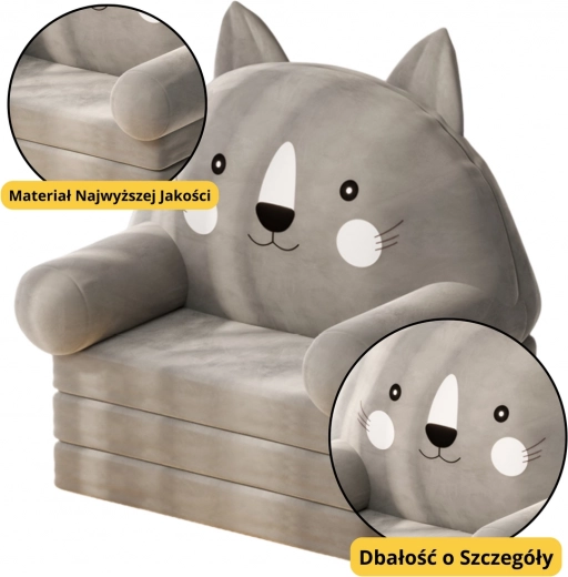 Ausziehbarer Kinderstuhl Katze Grau 3-stufig