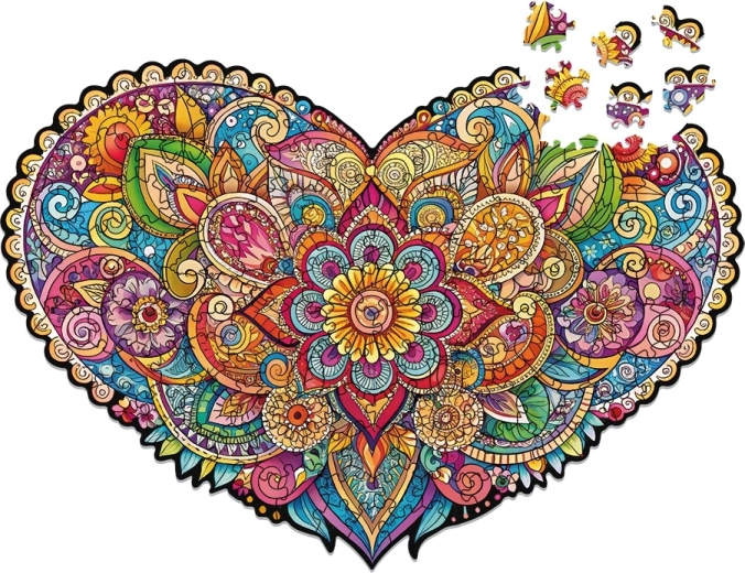 Herz mit mandalaartigem Motiv voller Details