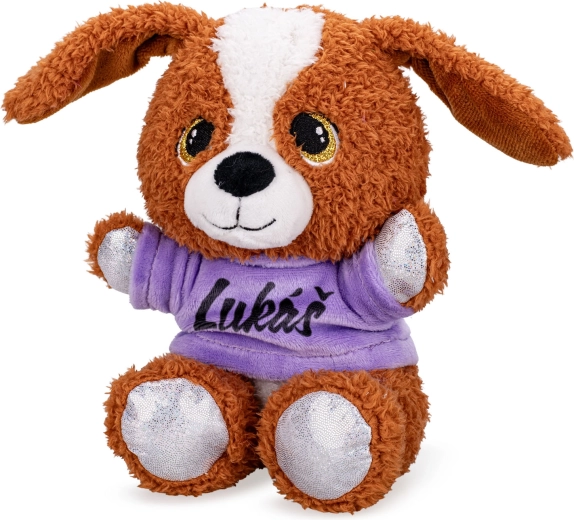 Plüschhündchen im T-Shirt mit Aufdruck 17 cm
