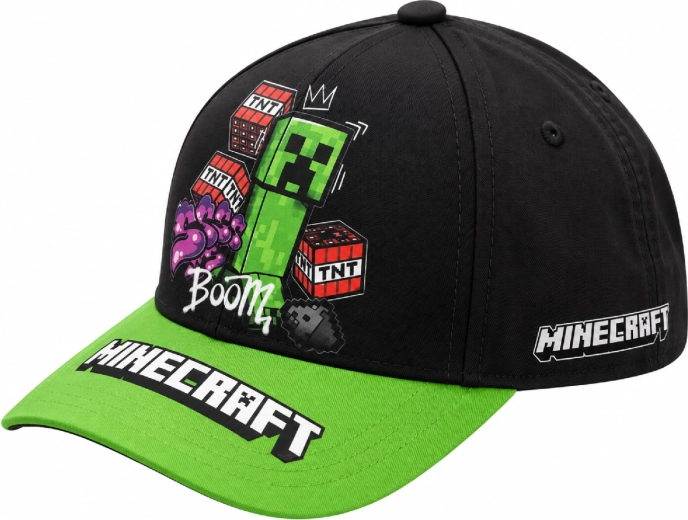 Kinder-Schirmmütze Minecraft Creeper Boom schwarz-grün, 55 cm