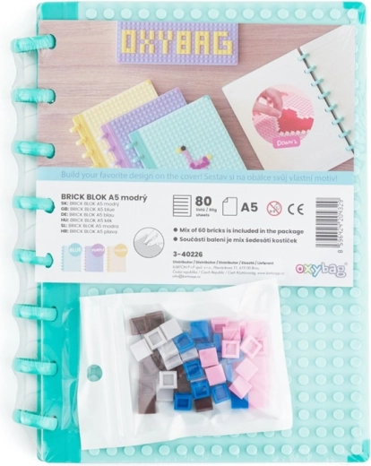 Kreatives A5-Notizbuch mit Bausteinen – blau