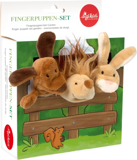Sigikid Set aus Plüsch-Fingerpuppen: Hündchen, Häschen und Igel