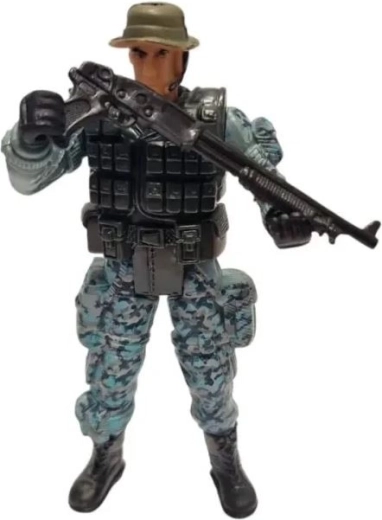 Detaillierte Ausrüstung und Waffe