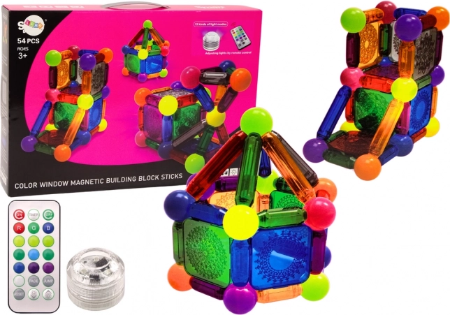 Magnetisches Konstruktionsspiel mit Beleuchtung, 54 Teile
