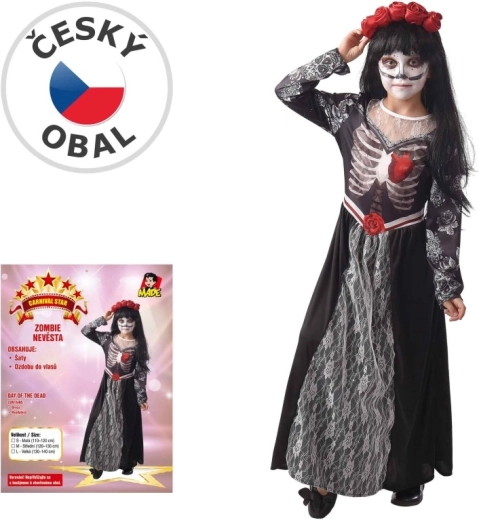 Karnevalskleid Zombie-Braut für Mädchen, 130–140 cm