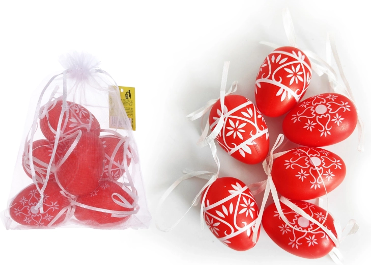 Dekorative Plastikeier 6 cm - 6 Stück – Rot
