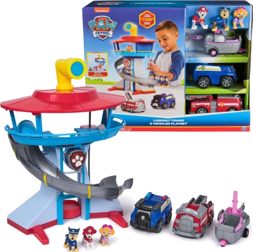 PAW Patrol Rettungsturm mit Lichtern und Geräuschen, inklusive Fahrzeuge und Figuren