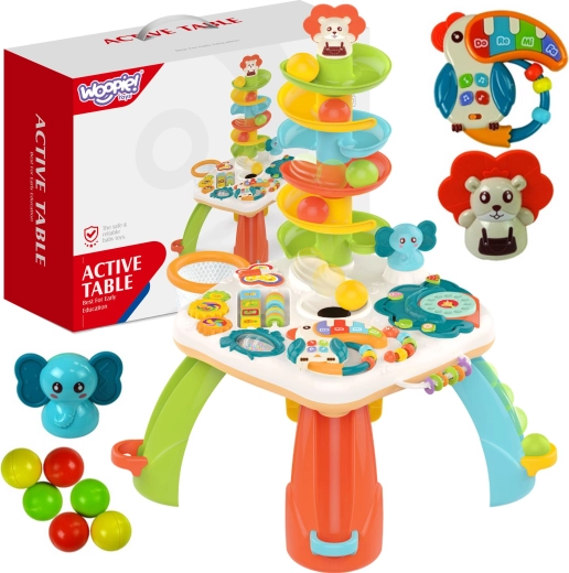 Kindertisch mit Ballrutsche, Klavier und Zahnrädern