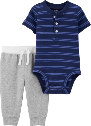 Carter's 2-teiliges Set für Jungen – Kurzarm-Body und Jogginghose Blue Stripes (3 Monate)