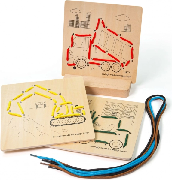 Fädeln nach Zahlen – Baufahrzeuge BIGJIGS TOYS