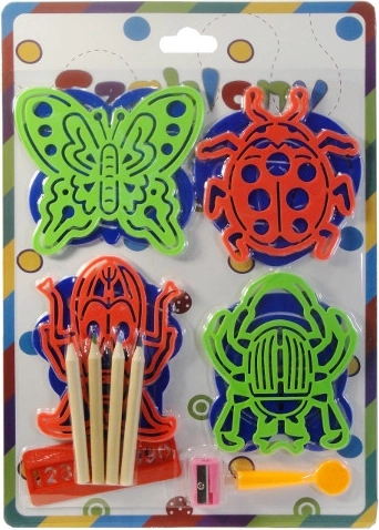 Zeichenschablonen für Kinder – Set mit 8 Schablonen und Buntstiften