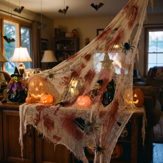Halloween-Textildekoration rot-weiß 91 x 76 cm