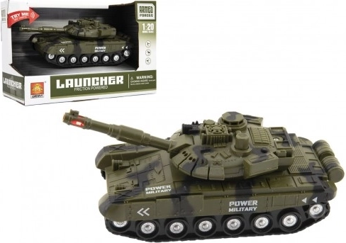Plastikpanzer mit Schwungrad, Licht und Sound, 20 cm