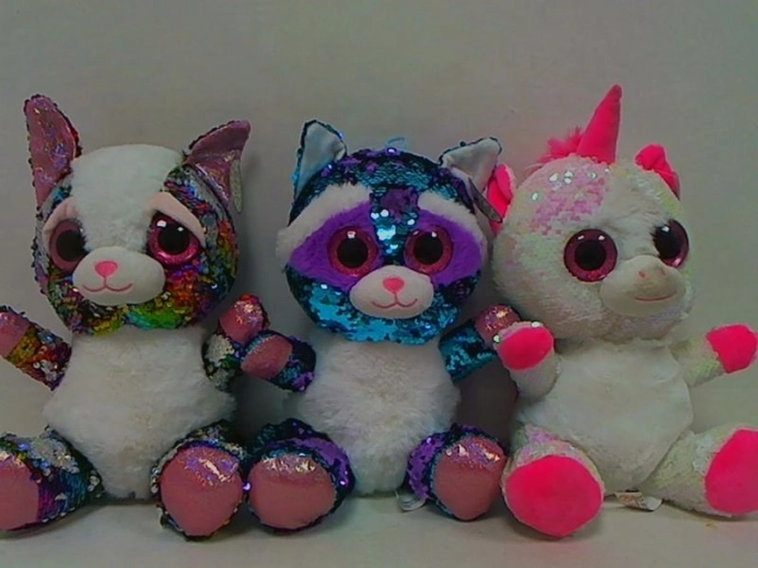 Buntes Plüschtier mit Pailletten 28 cm