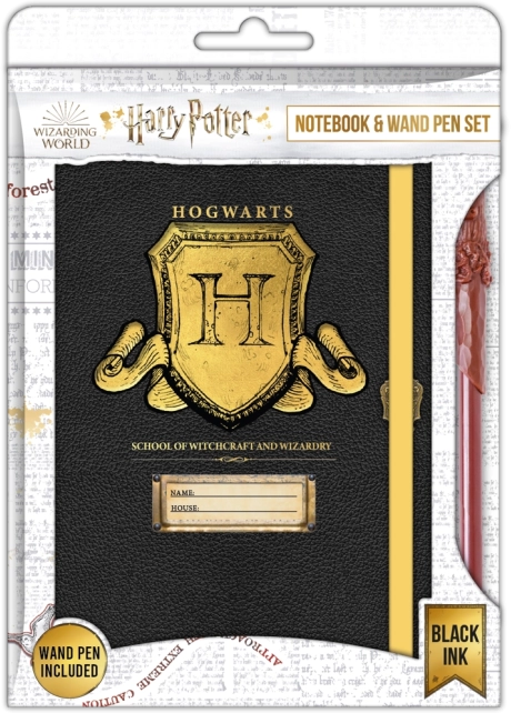 Harry Potter – Notizbuch mit Hogwarts-Wappen A5 und Stift in Zauberstabform