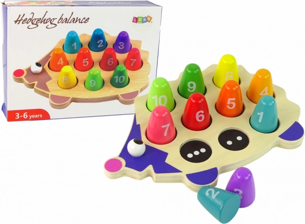 Holz-Igel – Lernspielzeug mit 10 bunten Steckstiften