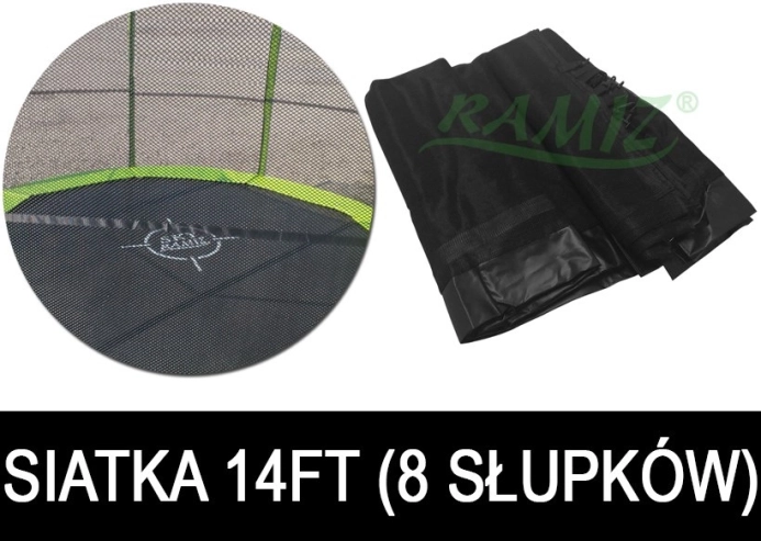 Schutznetz für Gartentrampolin 427 cm 14FT, 8 Tunnel für Pfosten – Schwarz