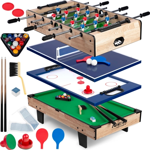 Multifunktionstisch 4-in-1 NEO-SPORT für Tischfußball, Airhockey, Tischtennis und Billard